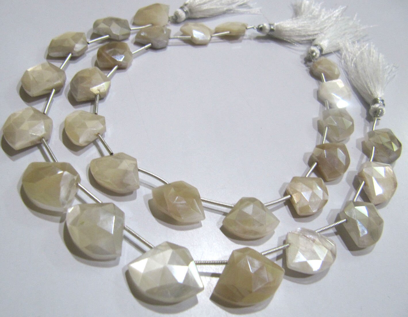 Natural White Moonstone AB Mystic Coated Diamond Shape 15-16 To 17-18mm Beads Strand 10 Inches Long Jewelry Making Beads Sold Per Strand