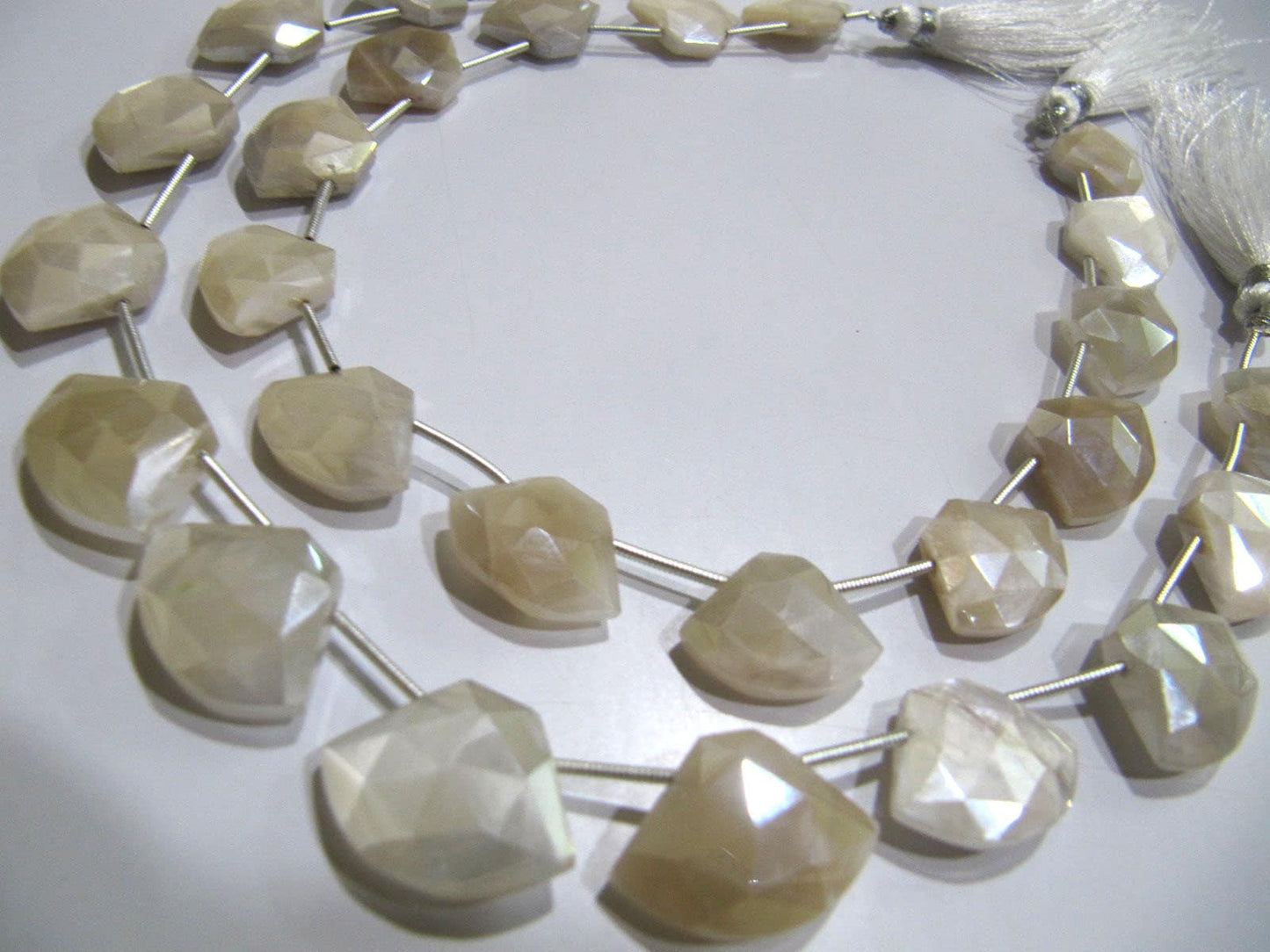 Natural White Moonstone AB Mystic Coated Diamond Shape 15-16 To 17-18mm Beads Strand 10 Inches Long Jewelry Making Beads Sold Per Strand