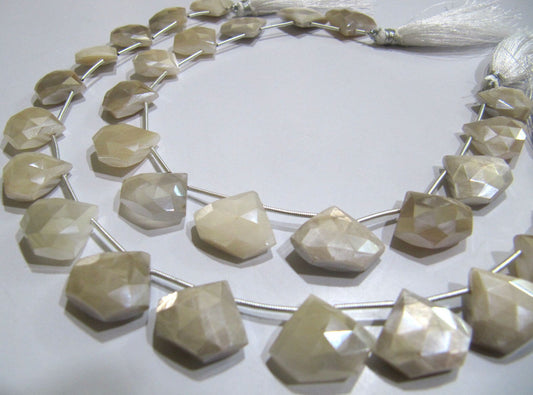 Natural White Moonstone AB Mystic Coated Diamond Shape 15-16 To 17-18mm Beads Strand 10 Inches Long Jewelry Making Beads Sold Per Strand