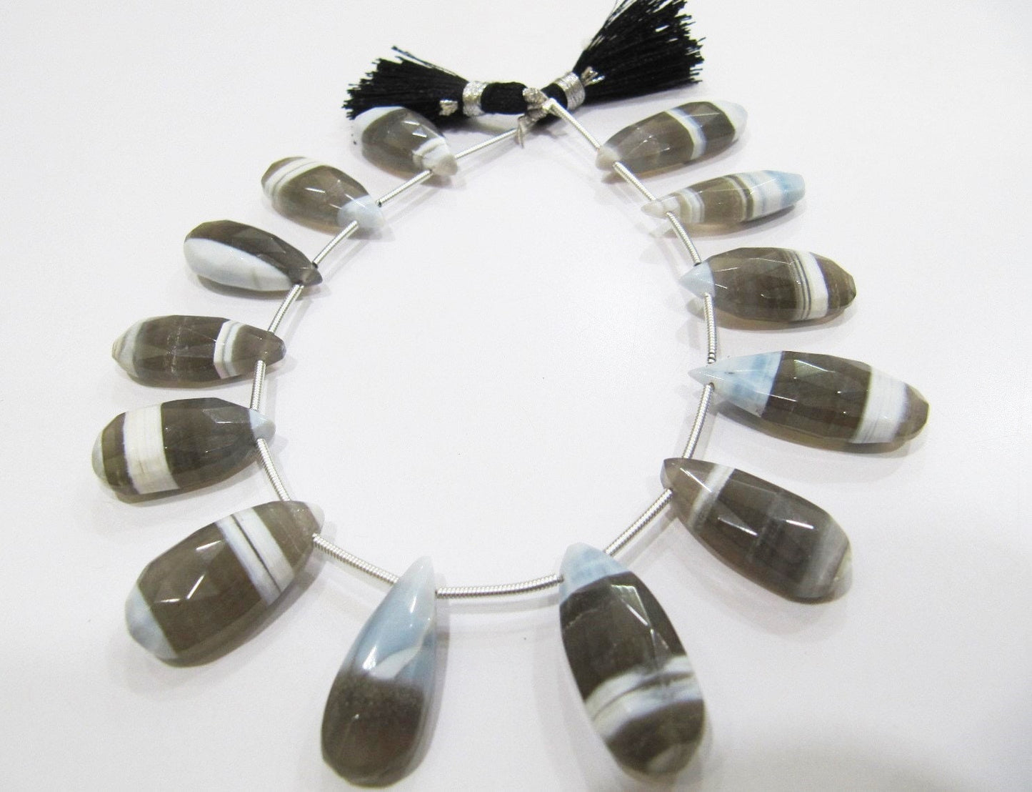 Natural Bio Opal Faceted Pear Shape Briolette Beads Size Approx 10x18mm To 10x20mm Strand 8 Inches long, Shaded Gemstone Strand.