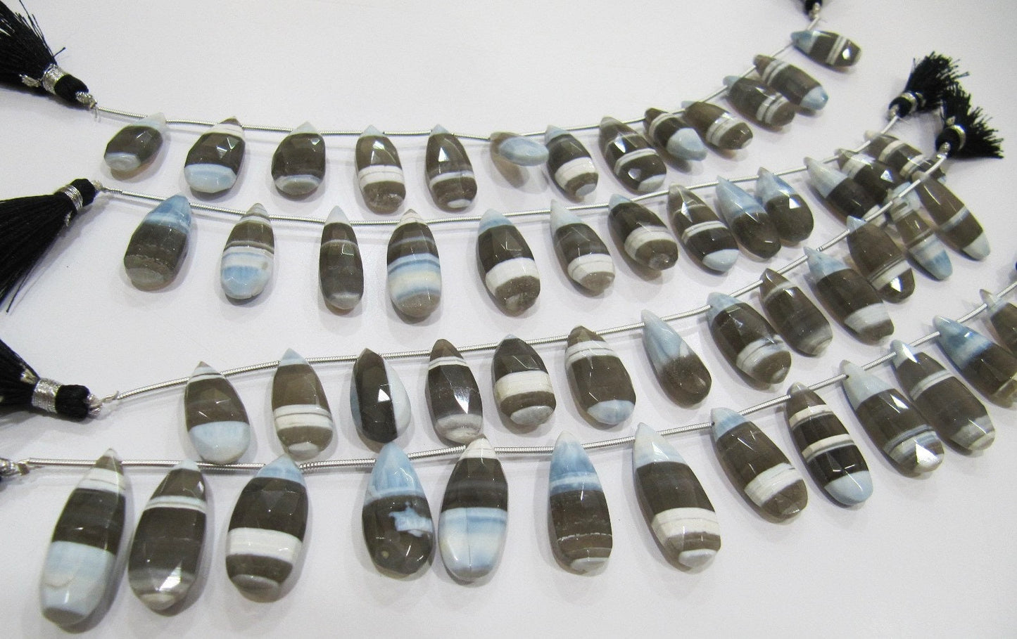 Natural Bio Opal Faceted Pear Shape Briolette Beads Size Approx 10x18mm To 10x20mm Strand 8 Inches long, Shaded Gemstone Strand.