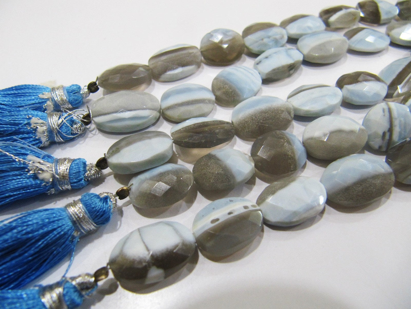 Natural Bio Opal Oval Shape Briolette Faceted Beads Size Approx 12-13mm Strand 8 Inches long Shaded opal Jewelry Making Gemstone Beads .