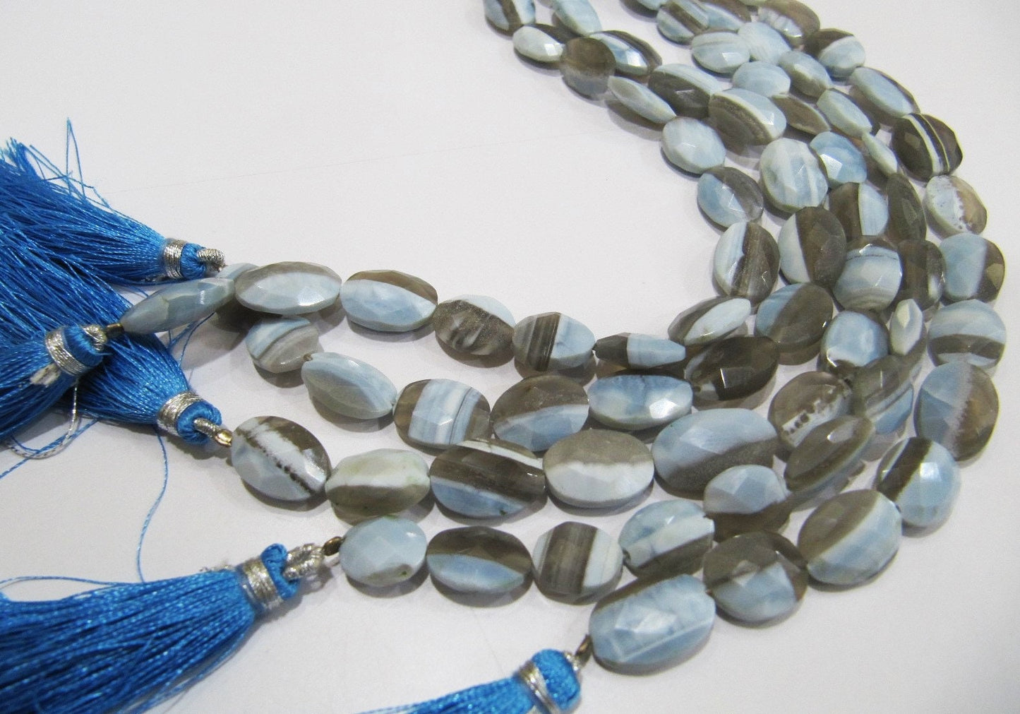 Natural Bio Opal Oval Shape Briolette Faceted Beads Size Approx 12-13mm Strand 8 Inches long Shaded opal Jewelry Making Gemstone Beads .