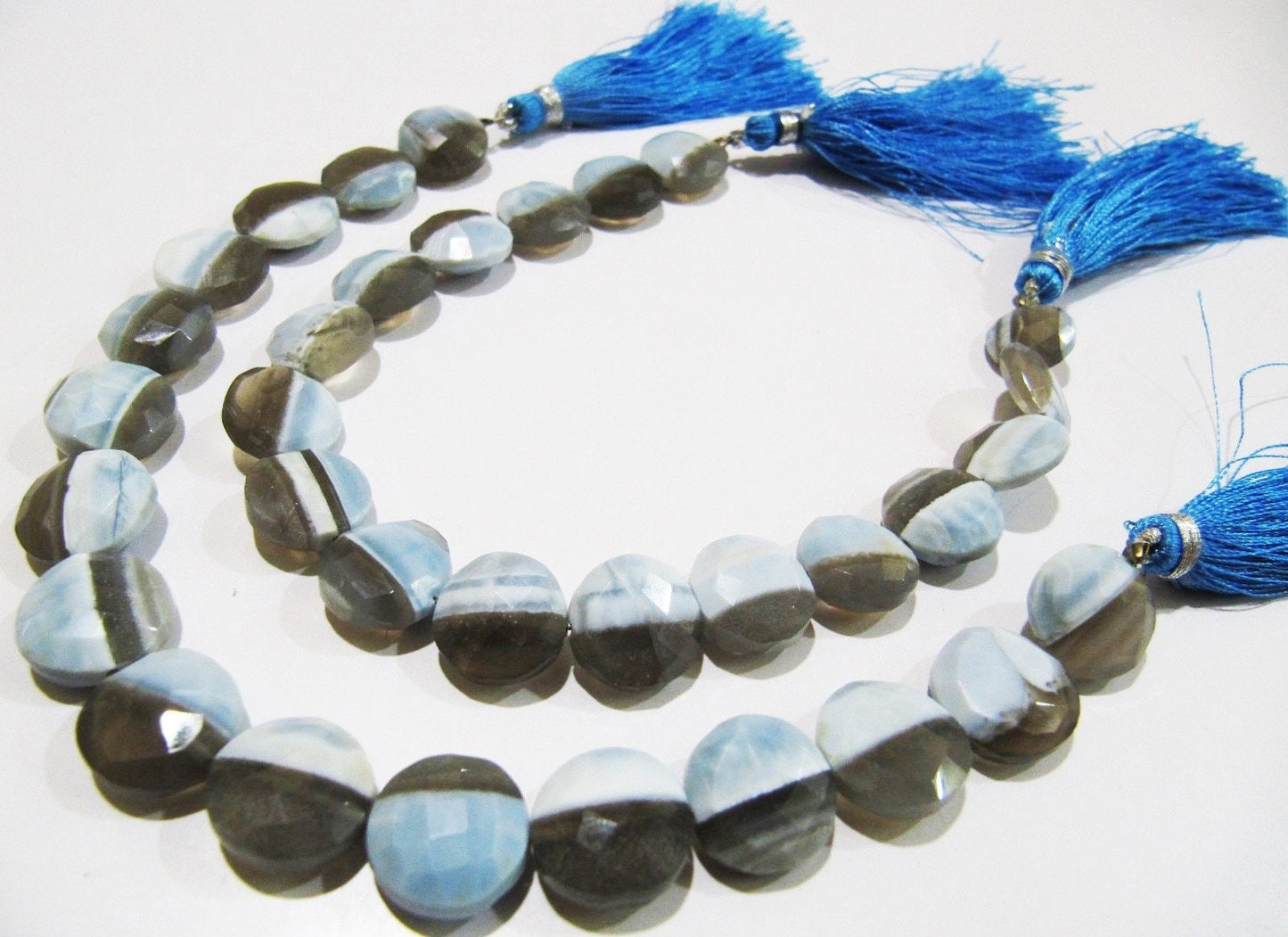 Natural Boulder Opal Faceted Round Coin Shape Briolette Beads Size12-13mm Strand 8 Inches long, Bio Opal Shaded Gemstone Sold Per Strand