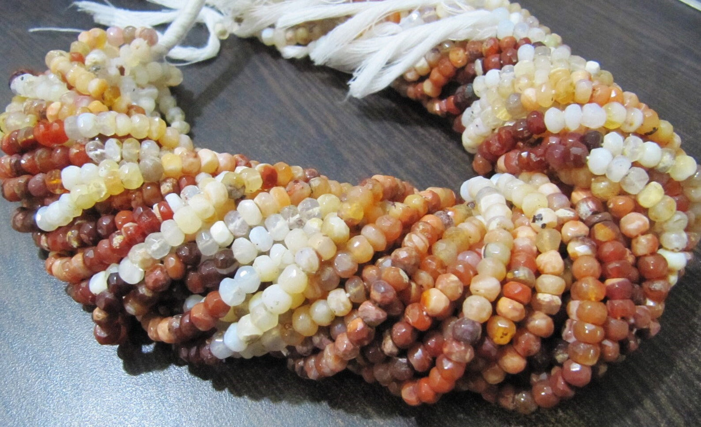 Natural Genuine Mexican Fire Opal Commercial Quality Rondelle Faceted Beads 4-5mm, Strand Length 13 Inches Long.