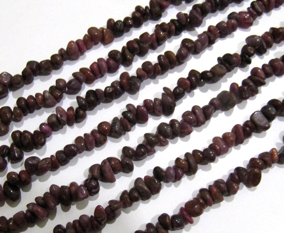 Natural Real Ruby Chip Gravel Uncut Nugget 4mm To 7mm Beads Red Color Jewelry Making Beads Strand 17 Inches Long Sold Per Strand