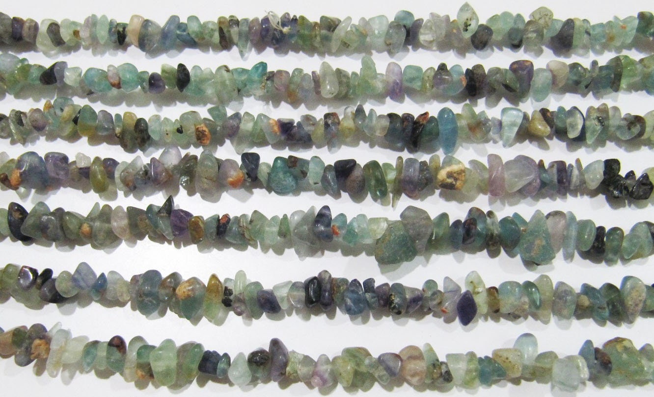 Natural Fluorite Irregular Chip Gravel Uncut Nugget 4mm To 8mm Beads Multi Color Jewelry Making Beads Strand 34 Inches Long Sold Per Strand