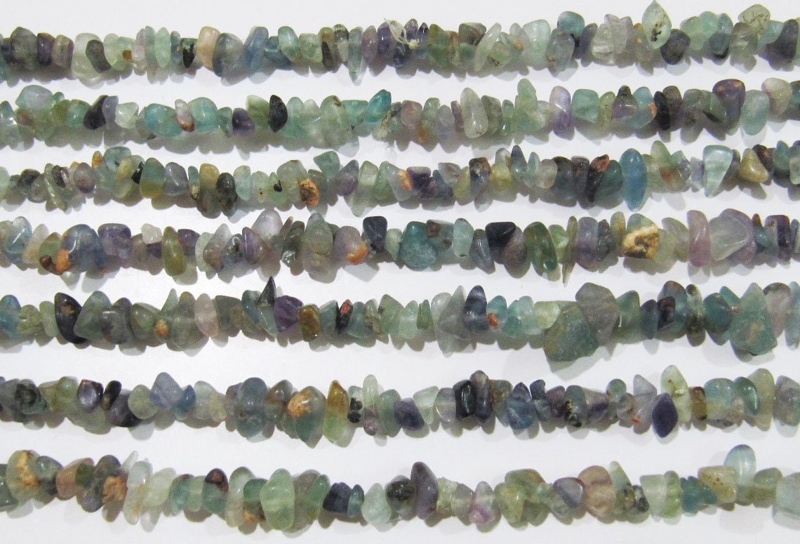 Natural Fluorite Irregular Chip Gravel Uncut Nugget 4mm To 8mm Beads Multi Color Jewelry Making Beads Strand 34 Inches Long Sold Per Strand