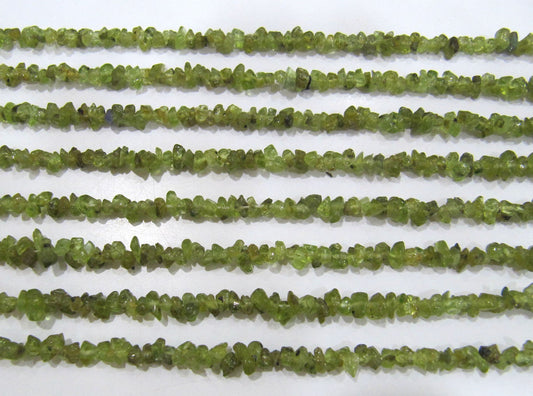 Natural Peridot Irregular Chip Gravel Uncut Nugget 3-4mm Beads Green Color Jewelry Making Beads Strand 34 Inches Long Sold Per Strand