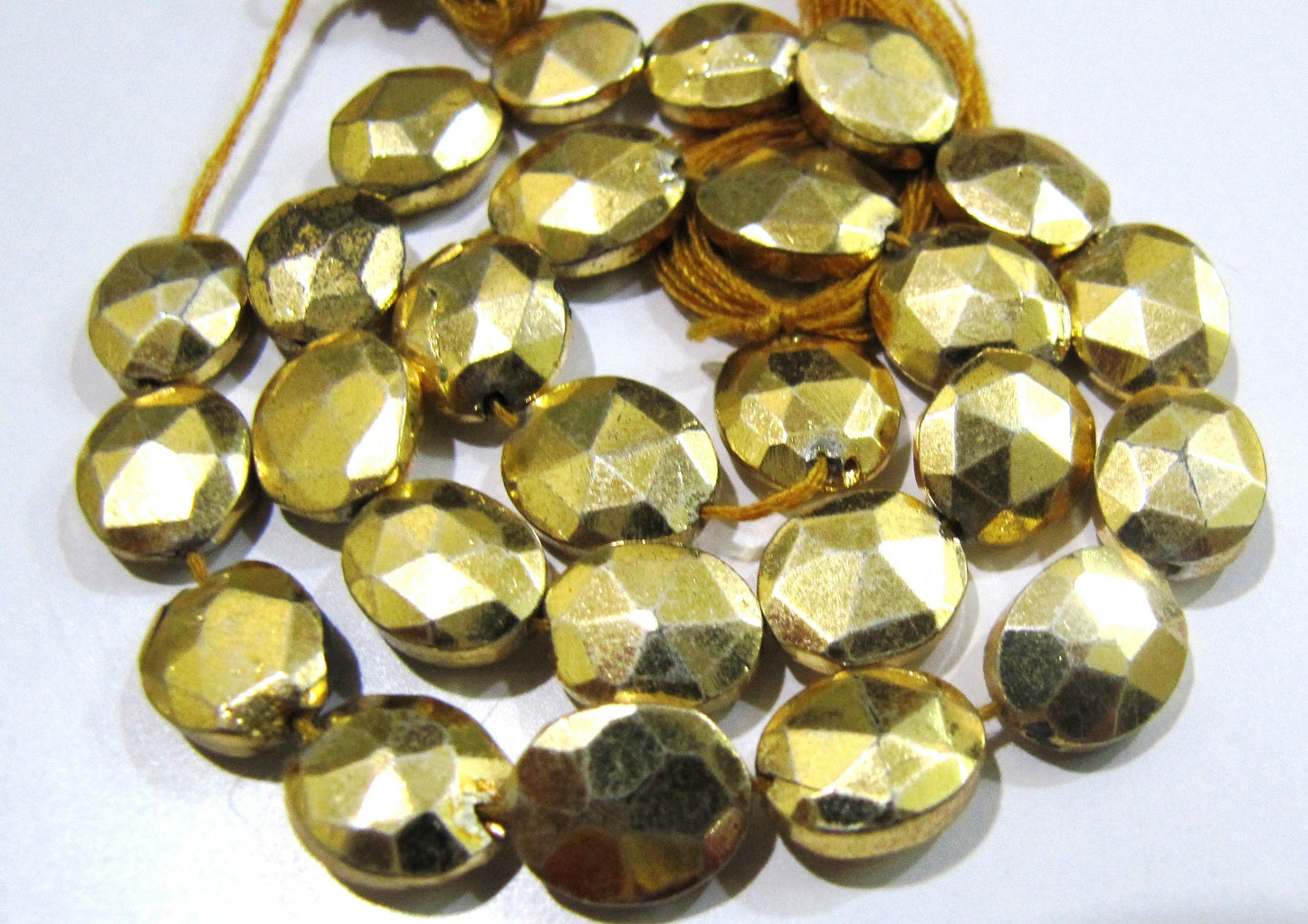 Natural Golden Pyrite Beads Oval Faceted Golden Coated Pyrite Beads 8x10mm Size Beads Strand 9 inches long  wholesale Prices