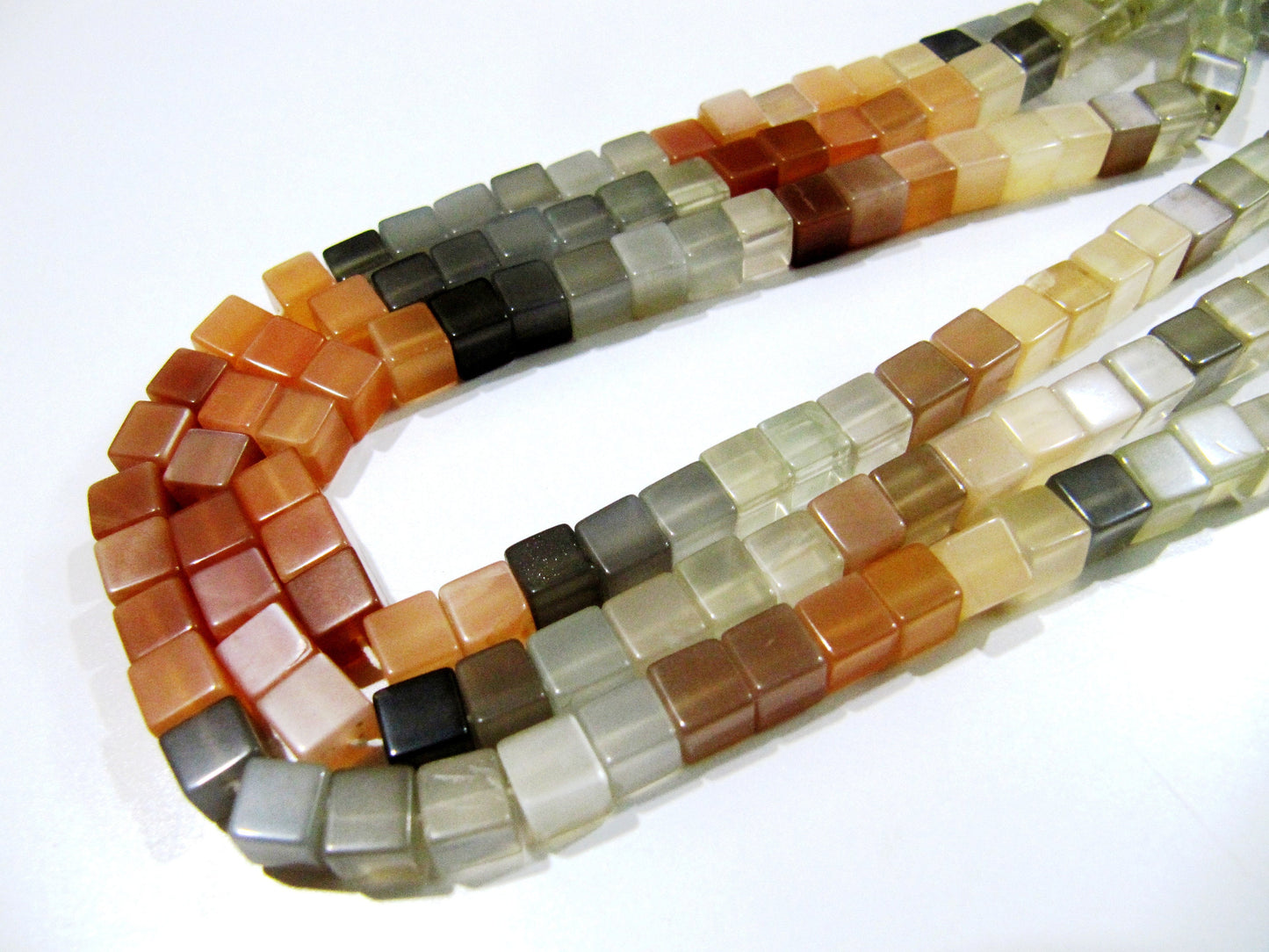 Natural Multi Moonstone Cube Beads 5-6mm Size Smooth Box Shape Beads Length 8 inches long Multi Gemstone Beads Wholesale Prices
