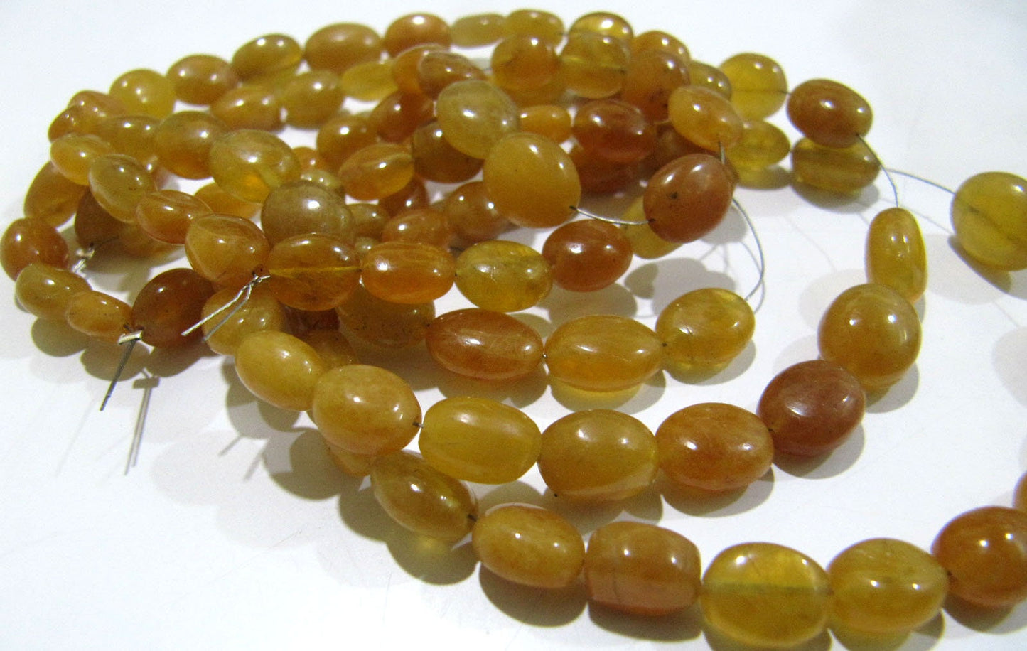 AAA Quality Natural Yellow Sapphire Oval Shape 8 to 10mm Plain Smooth Yellow Color Jewelry Making Beads Strand 8 inches long sold per Strand