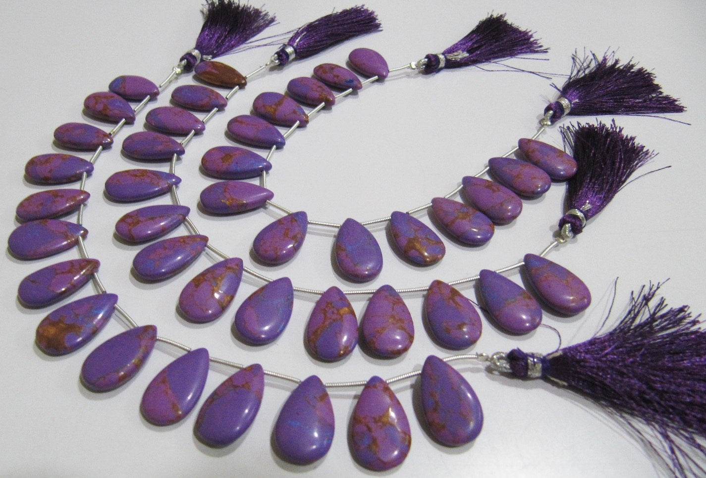 AAA Quality Purple Copper Turquoise Pear Shape Plain Smooth Size 12x20mm Beads Strand 8 inches Long Sold Per Strand, 14 Beads Per Strand