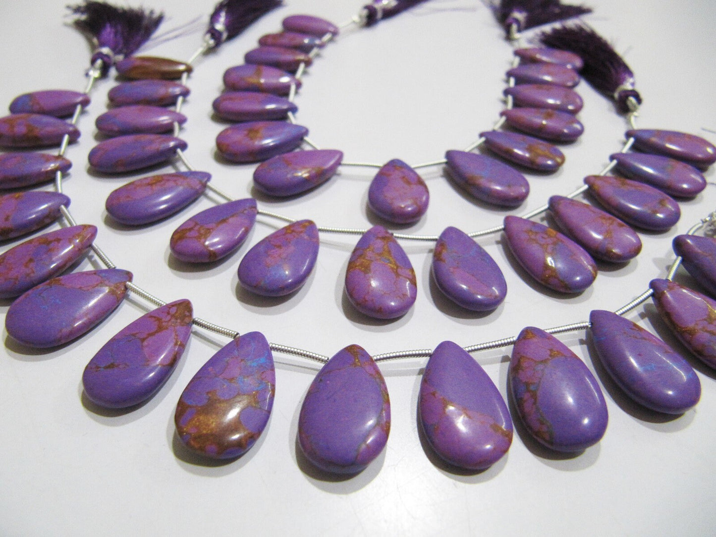 AAA Quality Purple Copper Turquoise Pear Shape Plain Smooth Size 12x20mm Beads Strand 8 inches Long Sold Per Strand, 14 Beads Per Strand