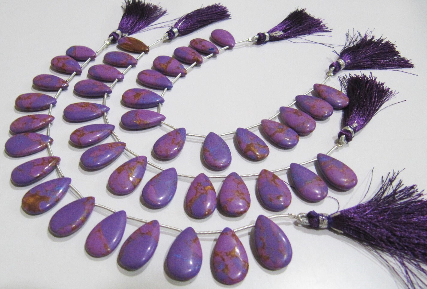 AAA Quality Purple Copper Turquoise Pear Shape Plain Smooth Size 12x20mm Beads Strand 8 inches Long Sold Per Strand, 14 Beads Per Strand