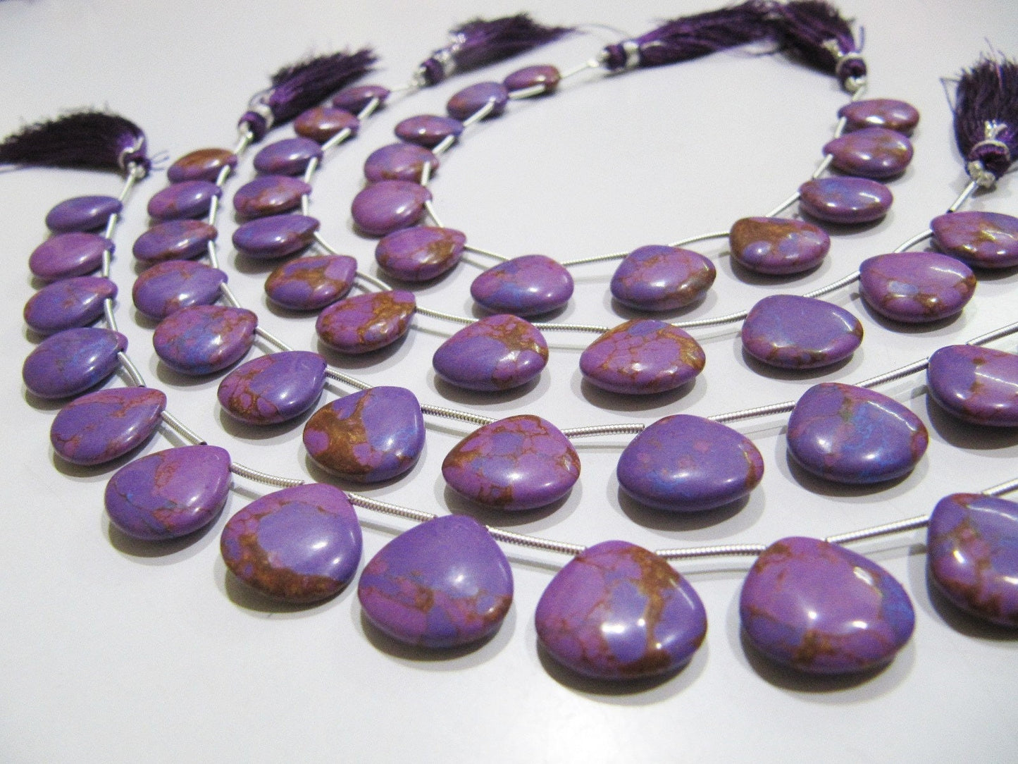 AAA Quality Purple Copper Turquoise Heart Shape Plain Smooth Size 14-15mm Beads Strand 8 inches Long Sold Per Strand, 14 Beads Per Strand