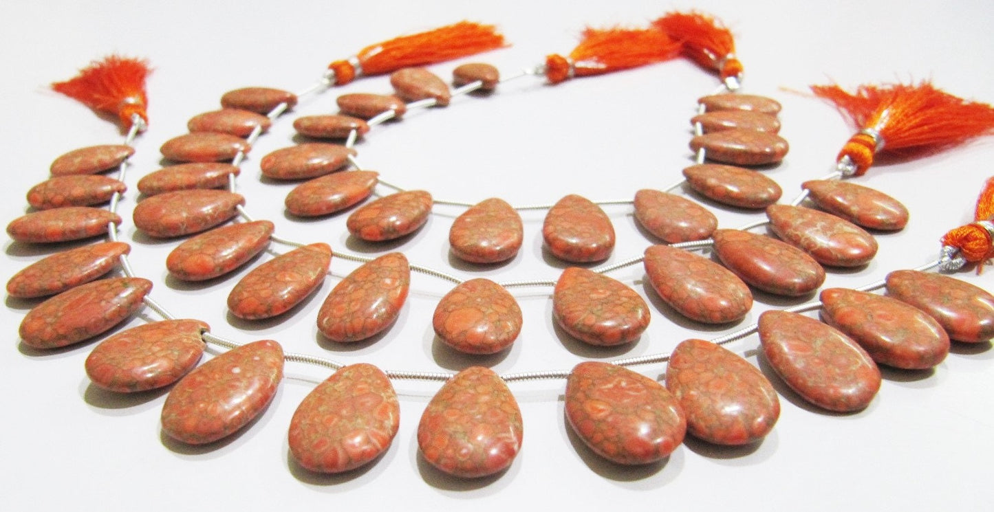 AAA Quality Orange Copper Turquoise Pear Shape Plain Smooth Size 12x20mm Beads Strand 8 inches Long Sold Per Strand, 14 Beads Per Strand