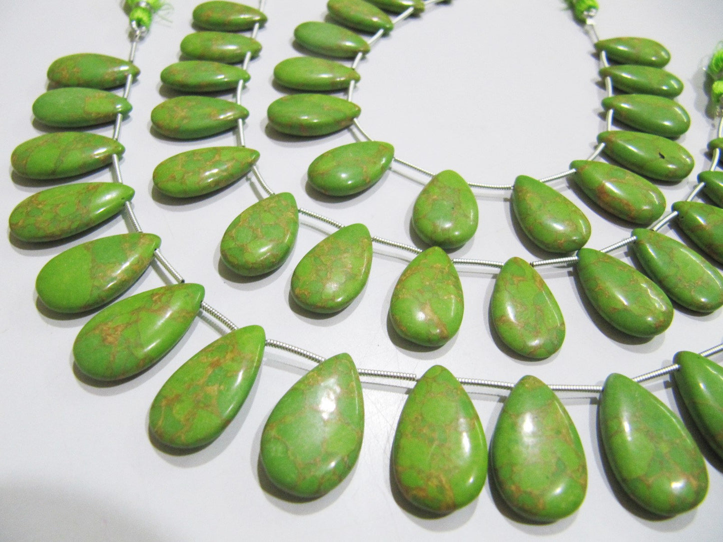 AAA Quality Green Copper Turquoise Pear Shape Plain Smooth Size 12x20mm Beads Strand 8 inches Long Sold Per Strand, 14 Beads Per Strand