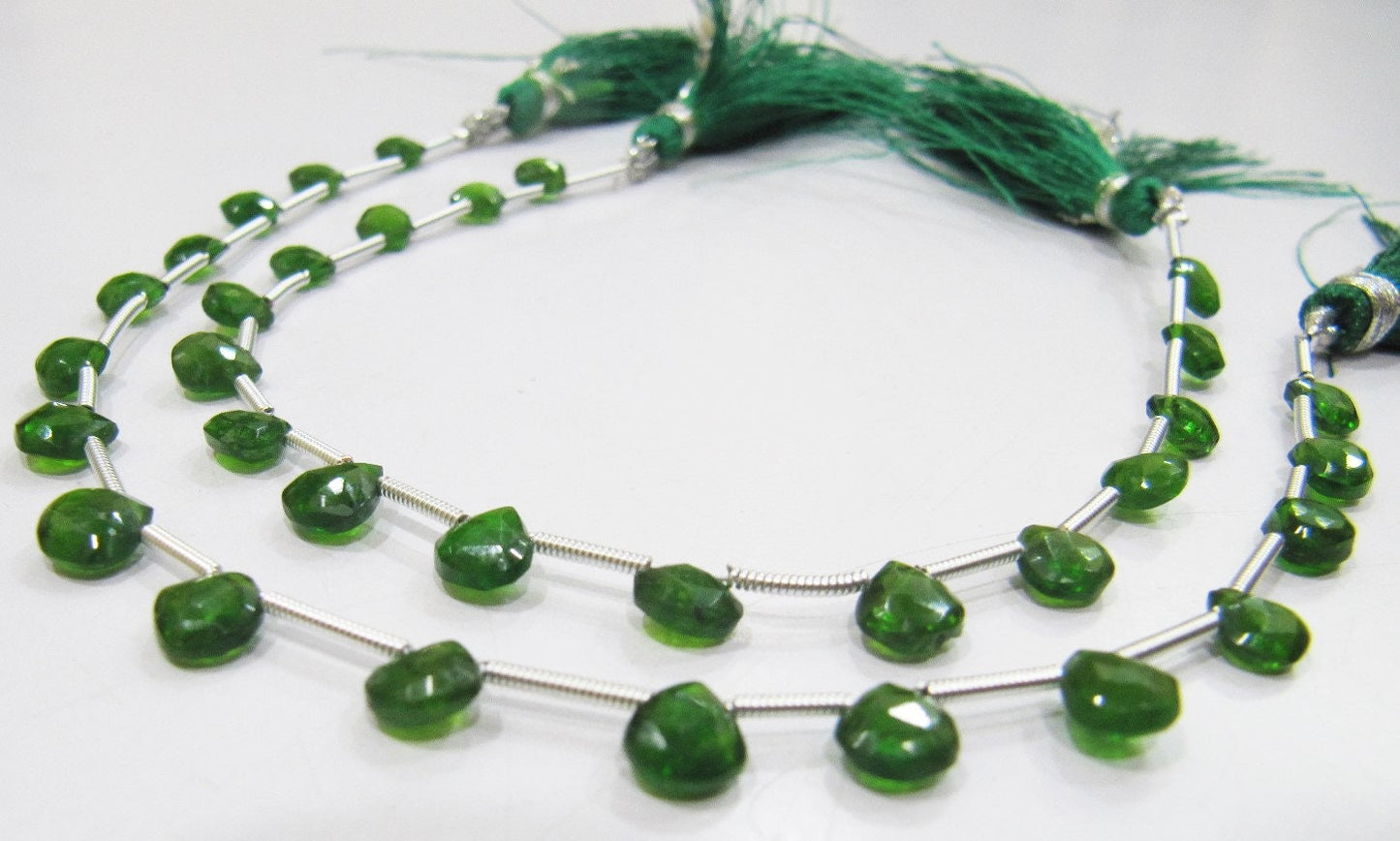 AAA Best Quality Natural Chrome Diopside 5-6mm, Best Quality Green Color Heart Shape Faceted Beads, Strand 8 inches Long Sold Per Strand