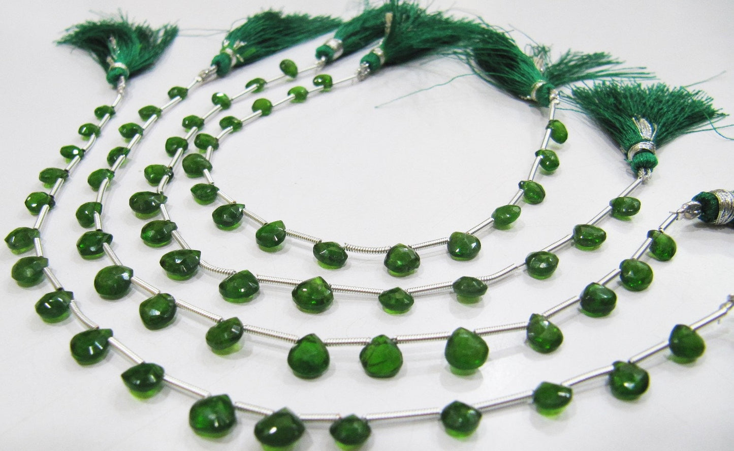 AAA Best Quality Natural Chrome Diopside 5-6mm, Best Quality Green Color Heart Shape Faceted Beads, Strand 8 inches Long Sold Per Strand