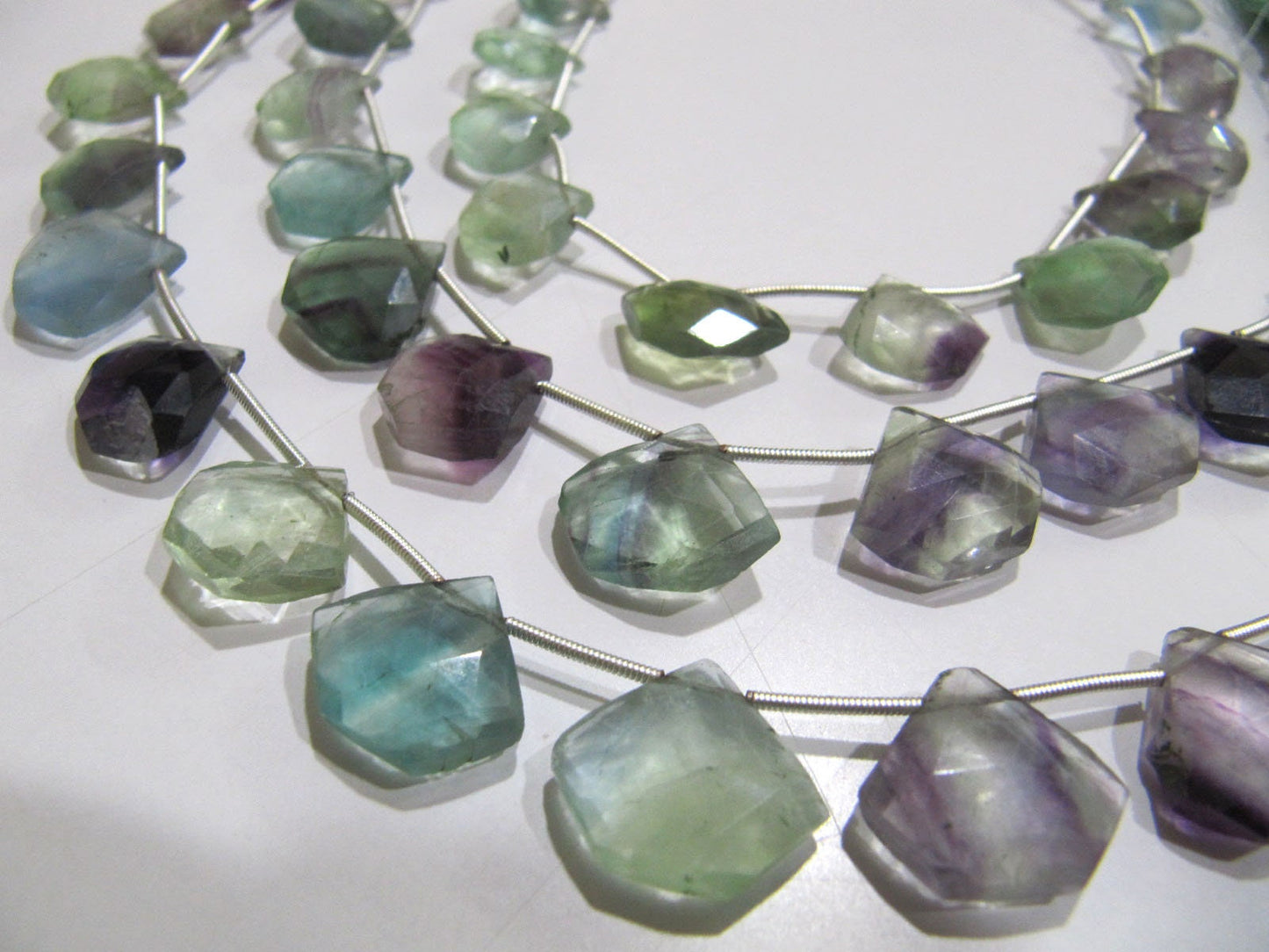 AAA Quality Natural Multi Flourite Multi Color Beads Fluorite Diamond Shape Faceted Cut Beads Size 14-15mm Strand 10 Inches Long .