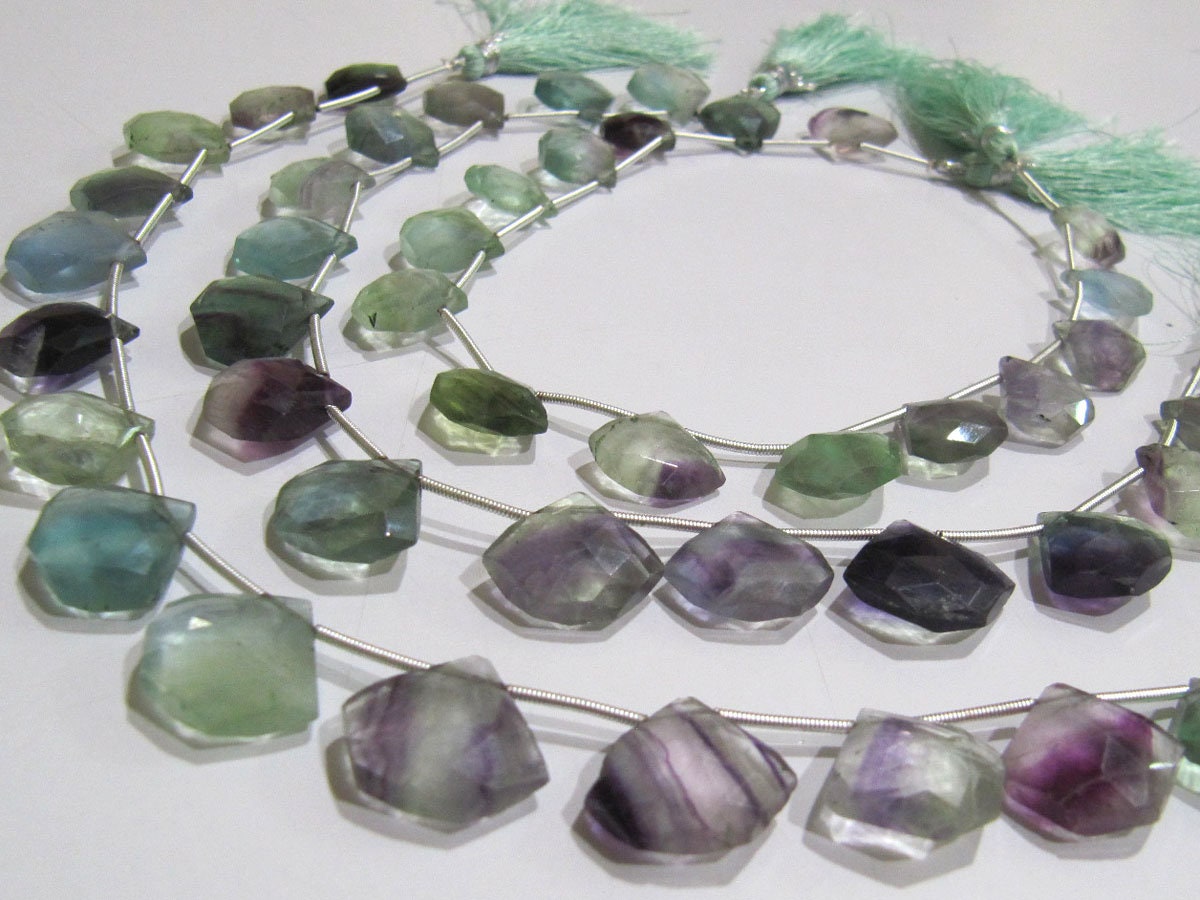 AAA Quality Natural Multi Flourite Multi Color Beads Fluorite Diamond Shape Faceted Cut Beads Size 14-15mm Strand 10 Inches Long .