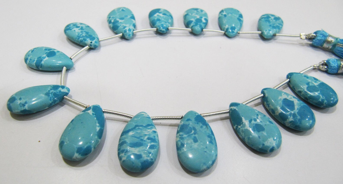 AAA Quality Turquoise Pear Shape Plain Smooth Size 9x18mm To 10x20mm Magnesite Beads Strand 8 inches Long Sold Per Strand Wholesale Price