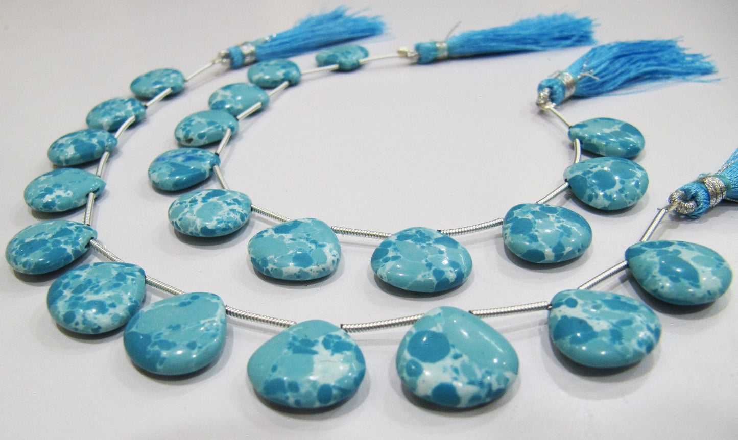 AAA Quality Turquoise Heart Shape Plain Smooth Size 14-15mm Sky Blue Magnesite Briolette Beads Strand 8 inches Long Sold Per Strand