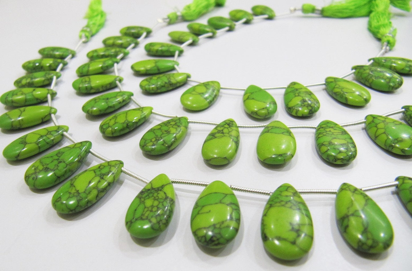 AAA Quality Green Turquoise Pear Shape Plain Smooth 9x18mm To 10x20mm Green Magnesite Briolette Beads Strand 8 inches Long Sold Per Strand