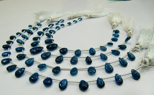 Natural Neon Apatite Pear Shape Plain Smooth 4x6mm To 5x7mm Blue Color Beads Strand 8 Inches Long Sold Per Strand