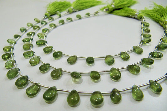 AAA Quality Natural Green Apatite Gemstone Pear Shape Smooth Beads Size 5x7mm to 6x9mm Green Color Beads Strand 8 Inches Long Sold PerStrand