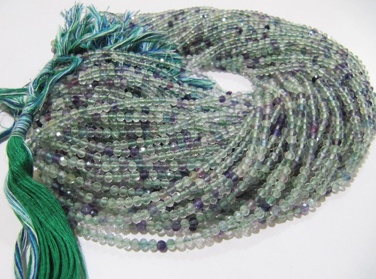 Natural Fluorite Multi Color Beads Fluorite Rondelle Shape Faceted 3mm Beads Green Beads, Purple Beads Strand 13 Inch Long