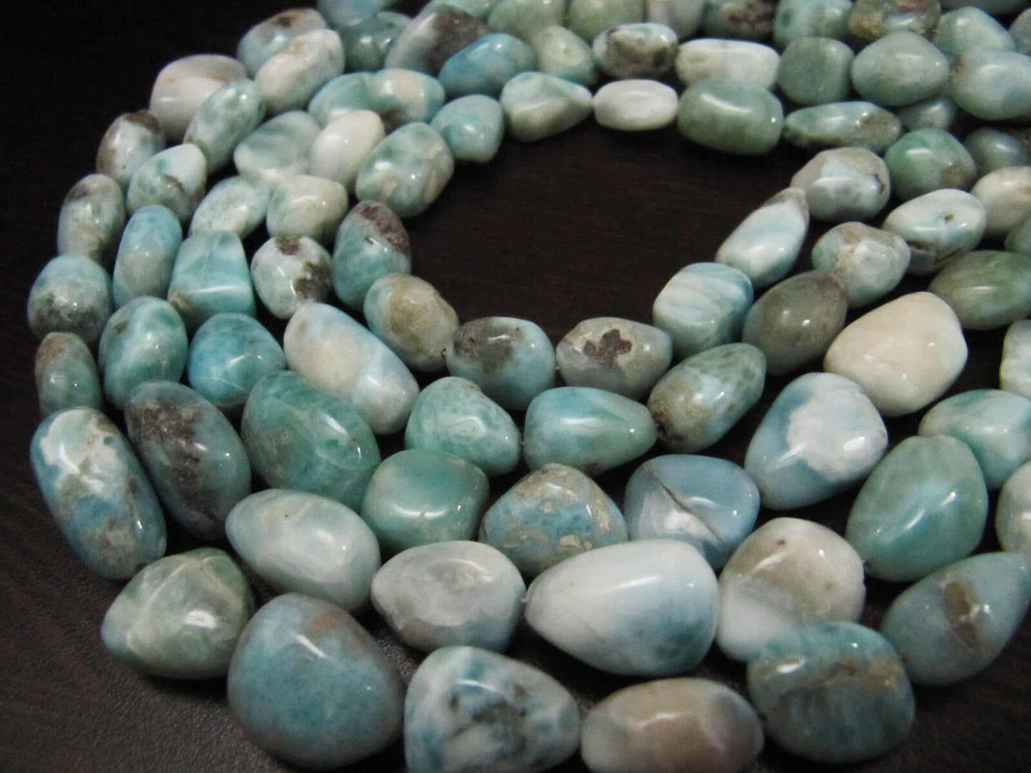 AAA Quality Natural Larimar Tumbled Free Shape 9 to 15mm Smooth Nugget Beads Strand 8 Inches Long Green Blue Color Beads For Jewelry Making