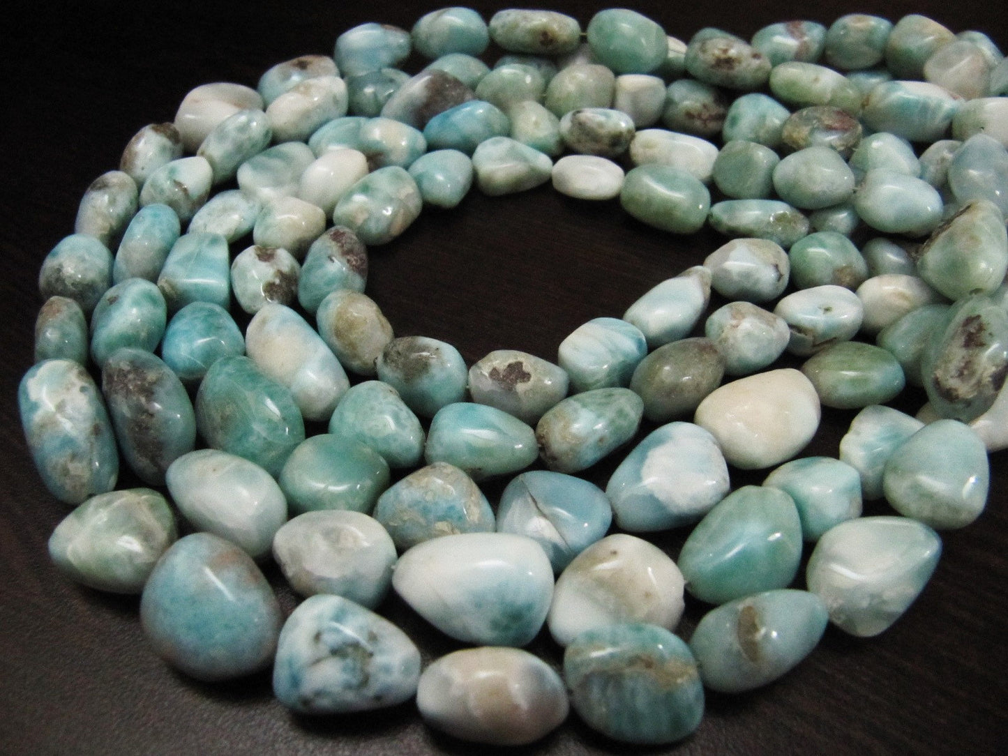 AAA Quality Natural Larimar Tumbled Free Shape 9 to 15mm Smooth Nugget Beads Strand 8 Inches Long Green Blue Color Beads For Jewelry Making