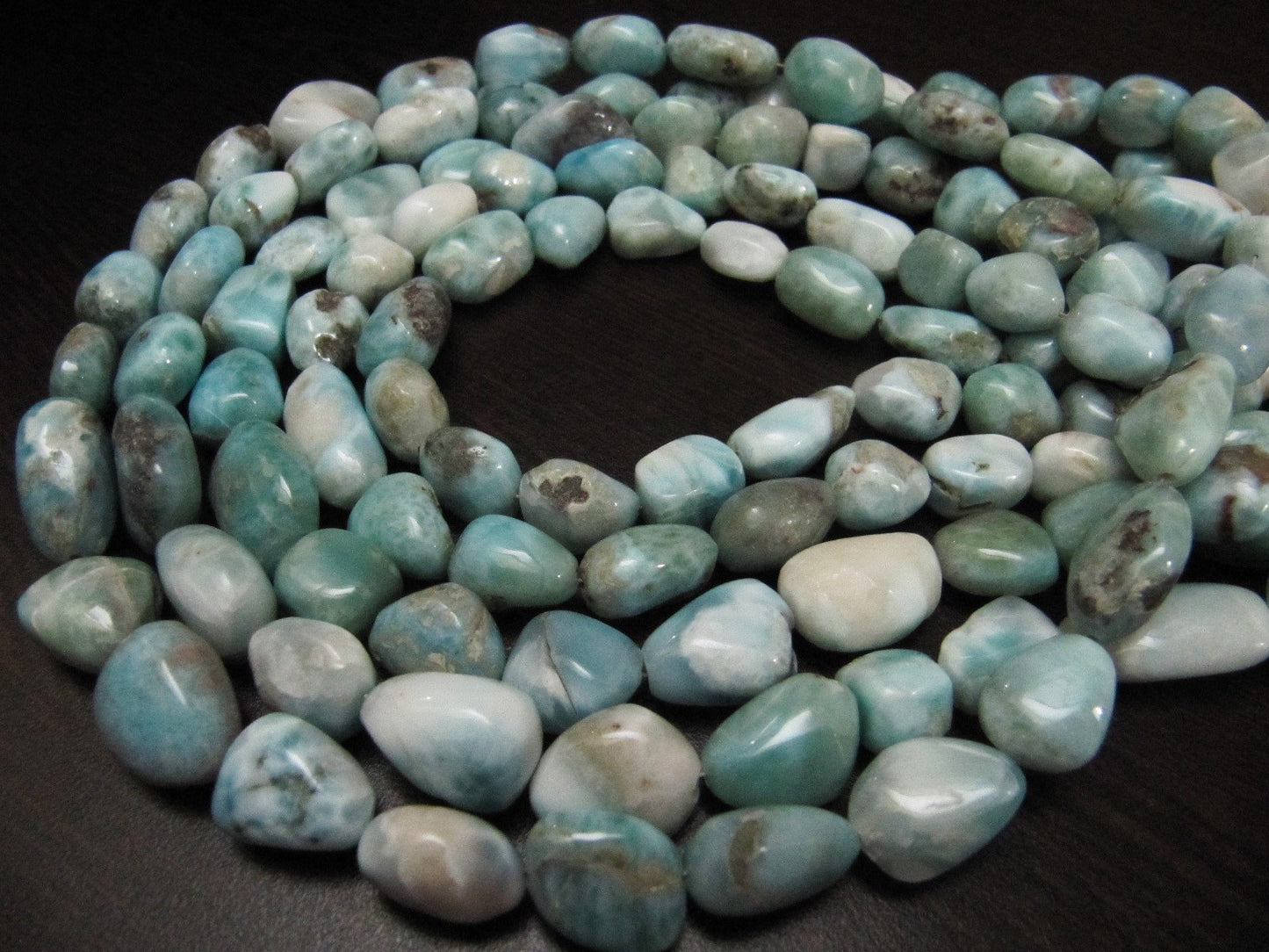 AAA Quality Natural Larimar Tumbled Free Shape 9 to 15mm Smooth Nugget Beads Strand 8 Inches Long Green Blue Color Beads For Jewelry Making