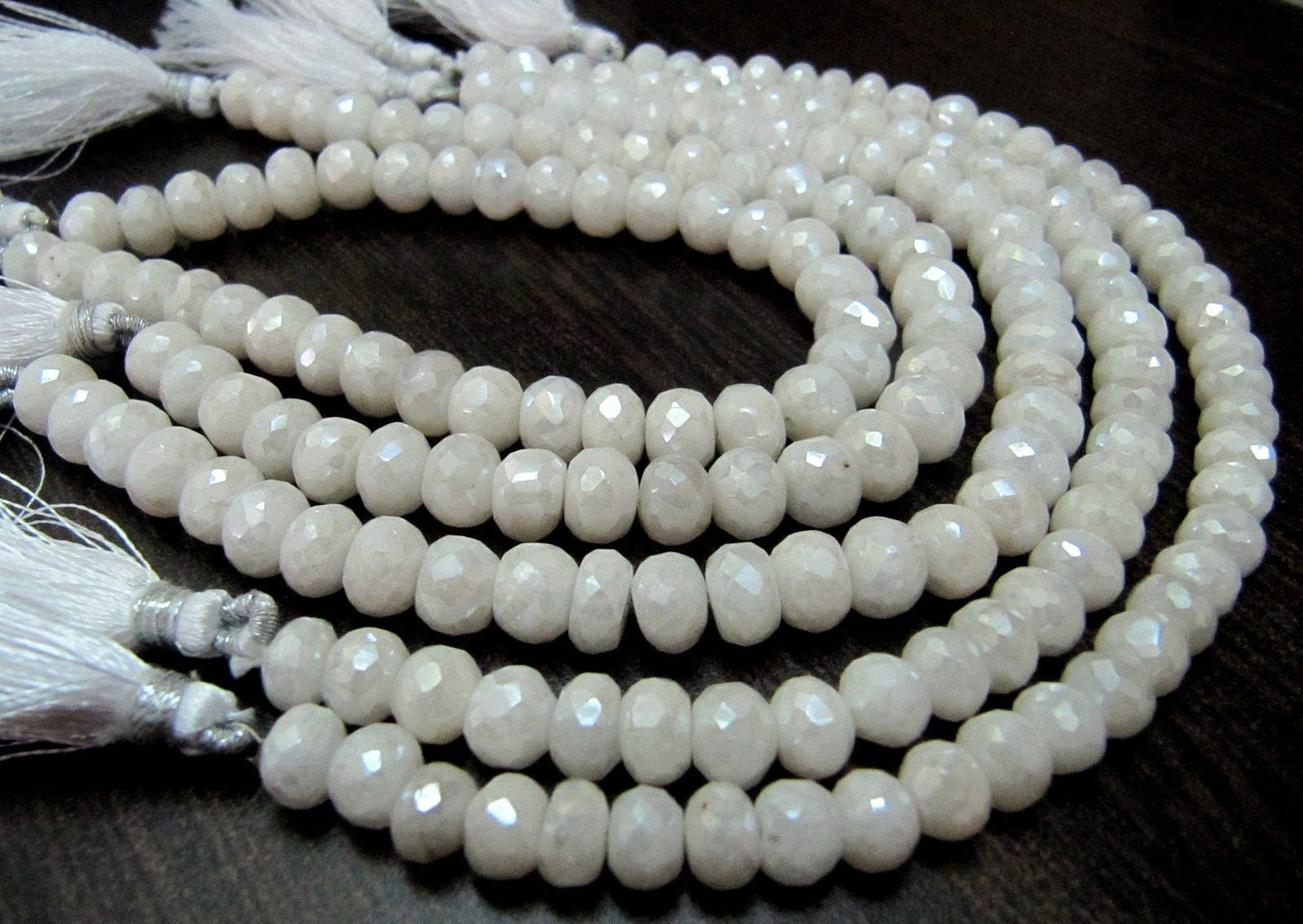 Natural Silverite Quartz Beads 10-11mm, Top Quality Rondelle faceted Silverite Chalcedony Beads, Strand 8 inch long, Mystic Silver Coated
