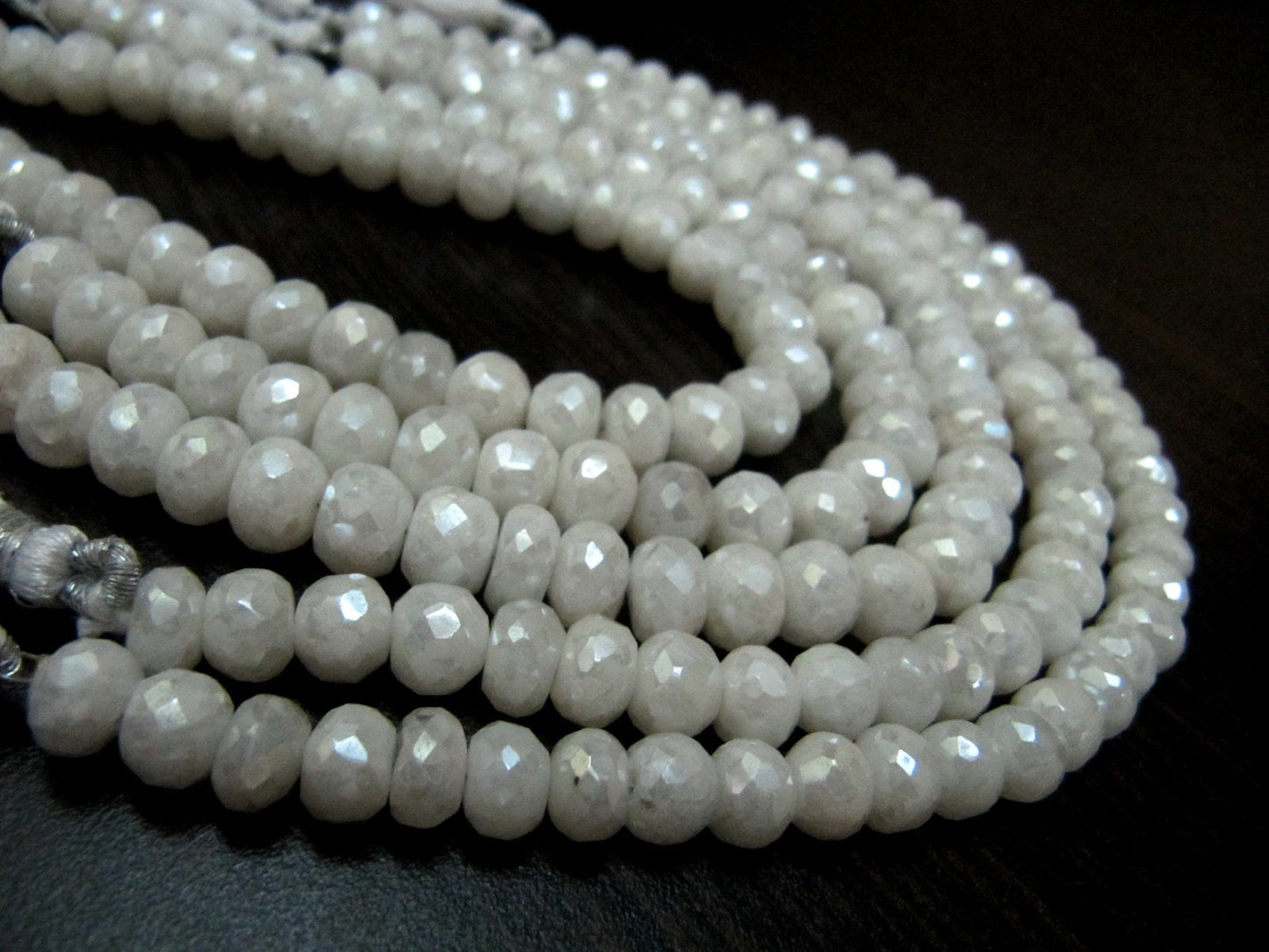 Natural Silverite Quartz Beads 10-11mm, Top Quality Rondelle faceted Silverite Chalcedony Beads, Strand 8 inch long, Mystic Silver Coated
