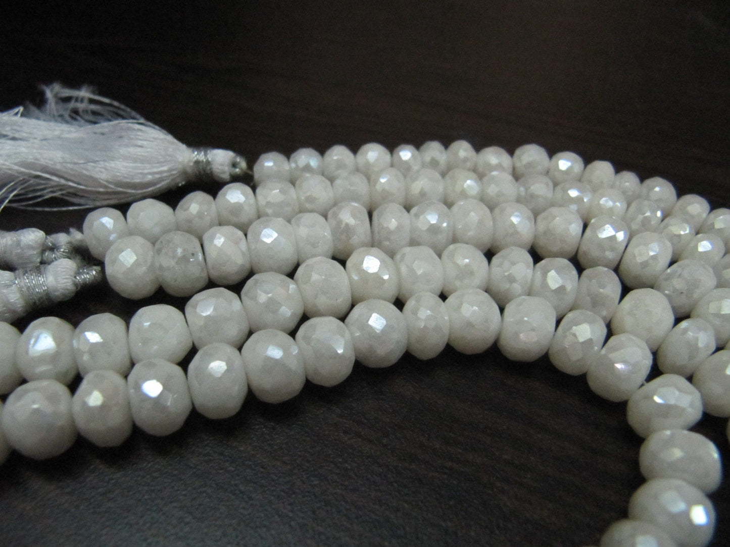 Natural Silverite Quartz Beads 10-11mm, Top Quality Rondelle faceted Silverite Chalcedony Beads, Strand 8 inch long, Mystic Silver Coated