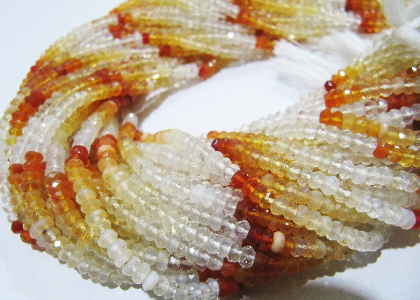 Natural Genuine Mexican Fire Opal Rondelle Faceted Shaded Beads  Size 3-4mm starnd 13 Inches Long Beads Jewelry making Beads Wholesale Rates