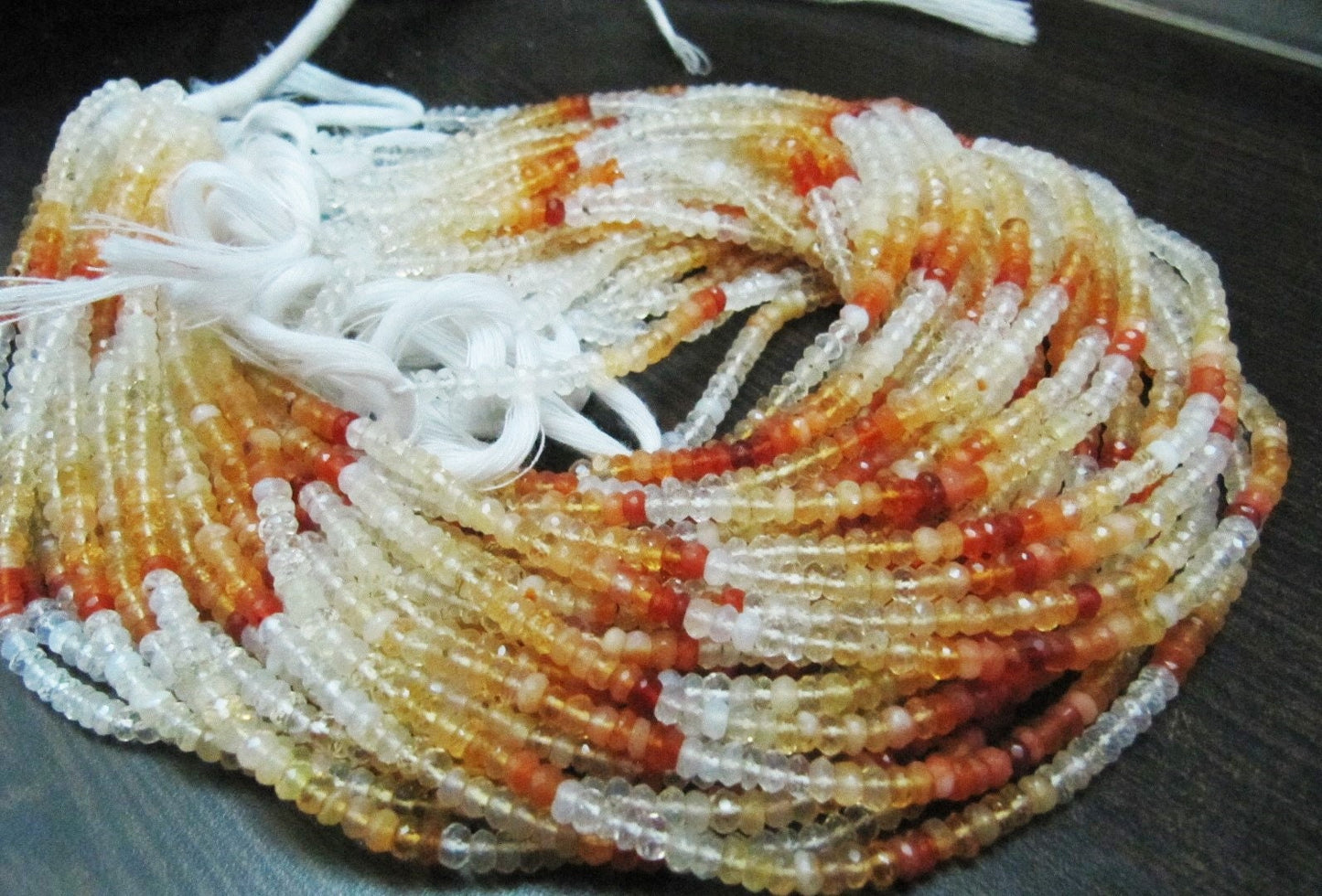Natural Genuine Mexican Fire Opal Rondelle Faceted Shaded Beads  Size 3-4mm starnd 13 Inches Long Beads Jewelry making Beads Wholesale Rates