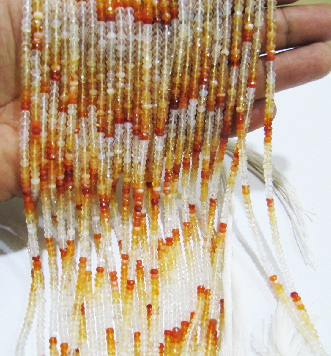 Natural Genuine Mexican Fire Opal Rondelle Faceted Shaded Beads  Size 3-4mm starnd 13 Inches Long Beads Jewelry making Beads Wholesale Rates