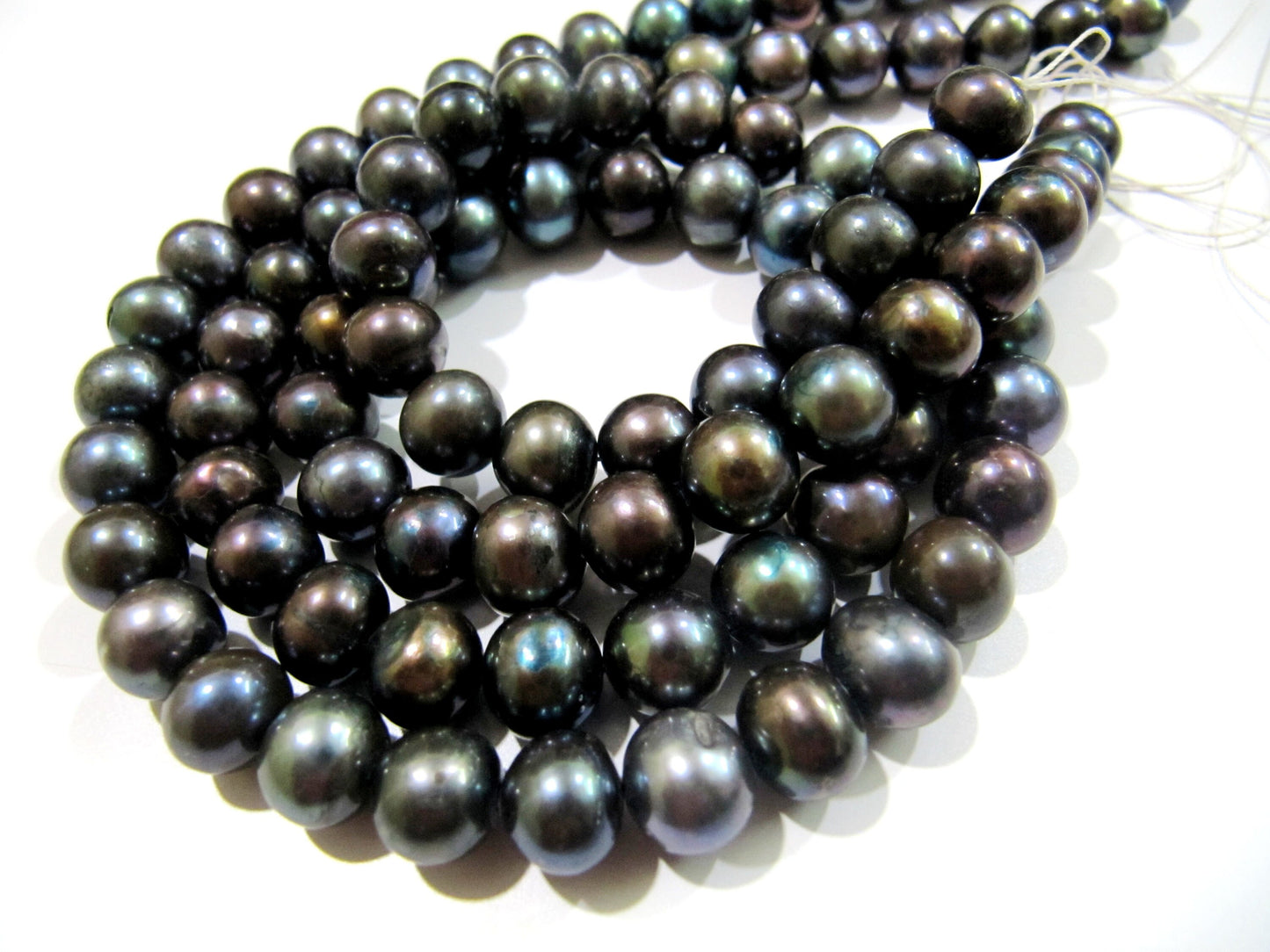 AAA Quality Natural Black Pearl Round Beads 10mm approximately, Genuine Pearl beads Round Shape Exotic Color , Strand 16 inches apprx