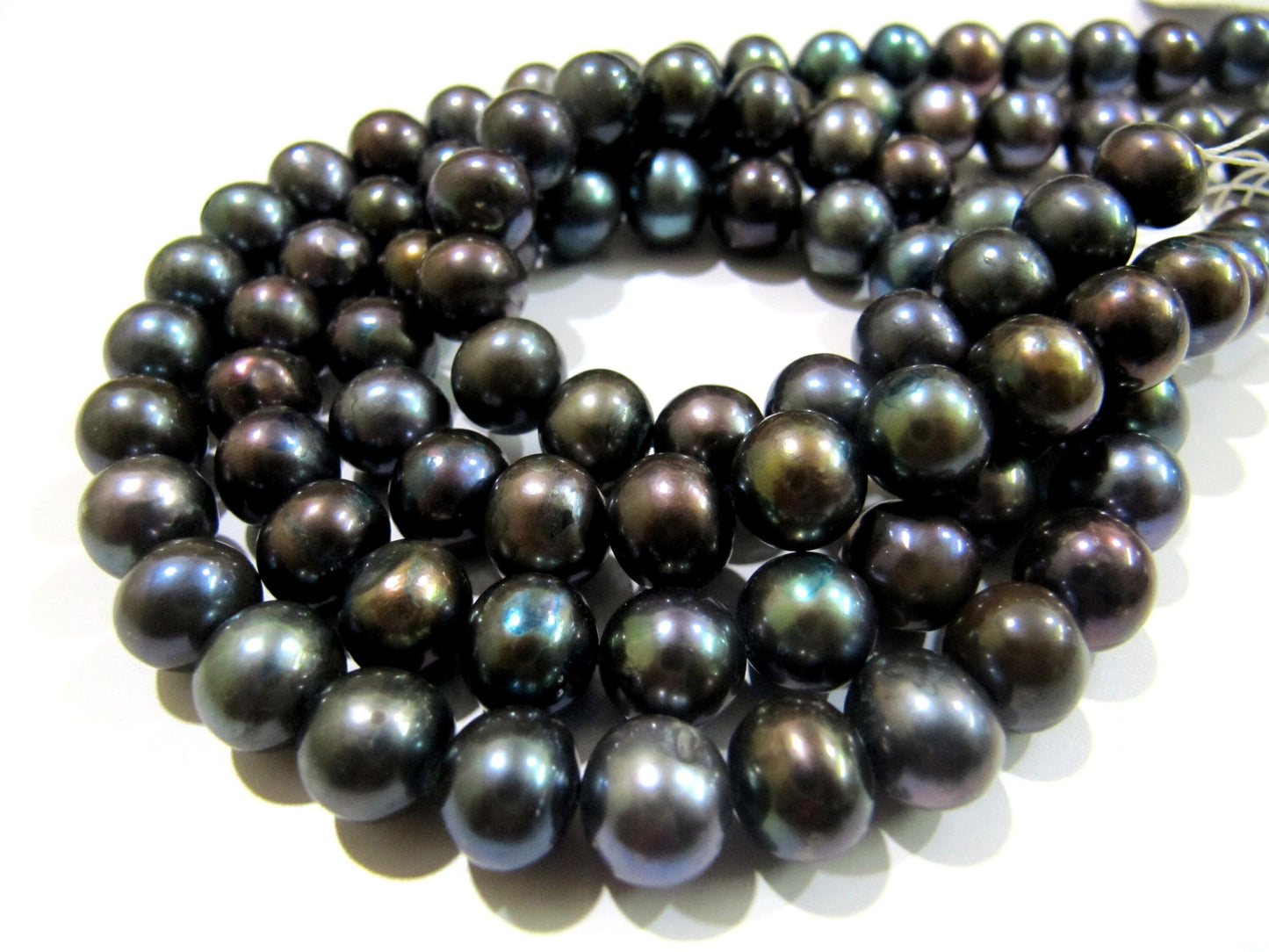 AAA Quality Natural Black Pearl Round Beads 10mm approximately, Genuine Pearl beads Round Shape Exotic Color , Strand 16 inches apprx