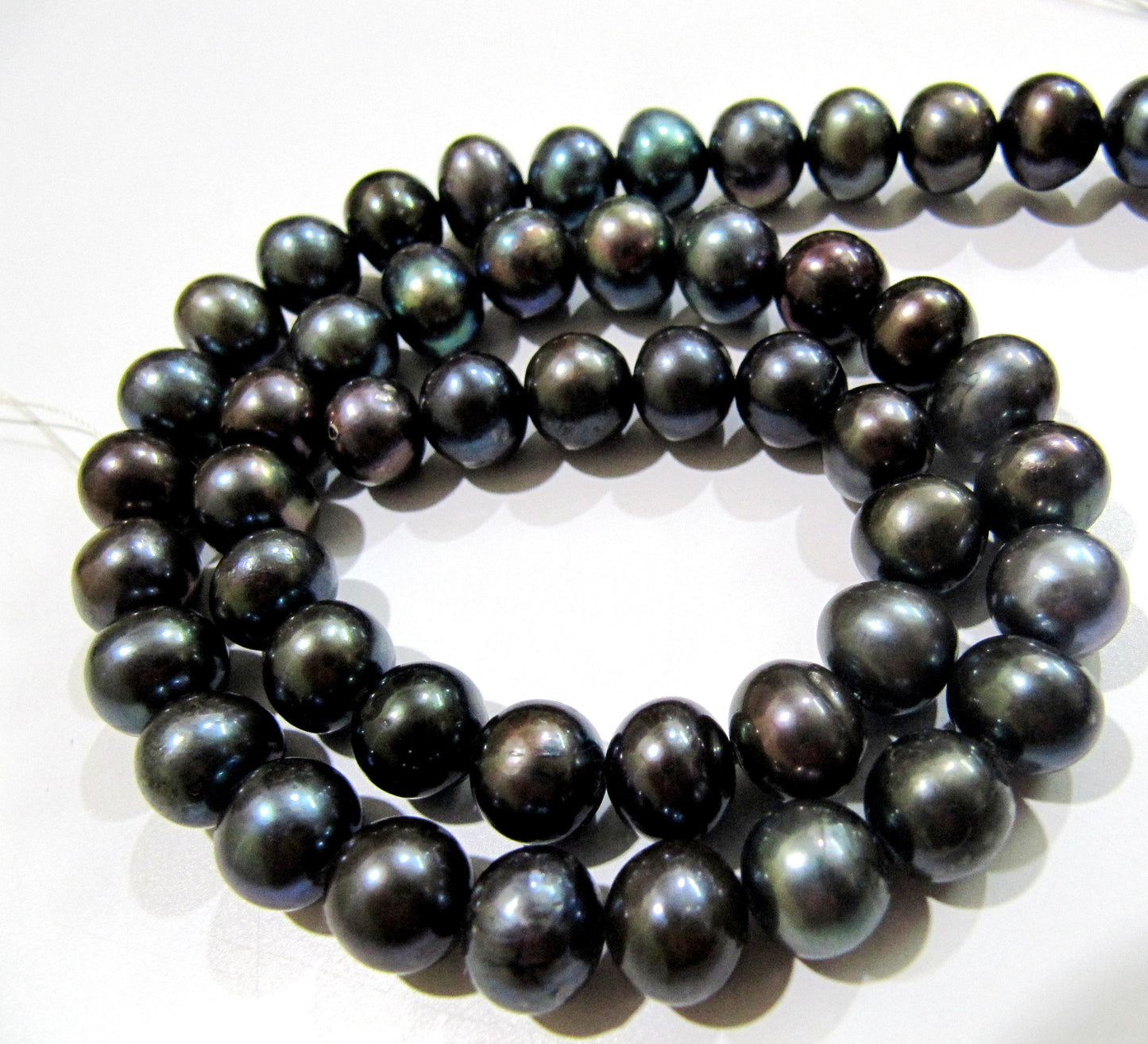 AAA Quality Natural Black Pearl Round Beads 10mm approximately, Genuine Pearl beads Round Shape Exotic Color , Strand 16 inches apprx