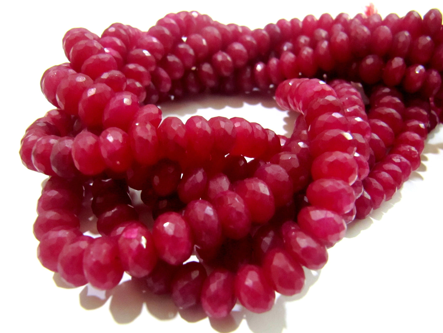 AAA Quality Dyed Ruby Beads Rondelle Faceted Ruby Beads Size 8-9mm Strand 13 inch long Micro Faceted Gemstone Beads Wholesale Prices