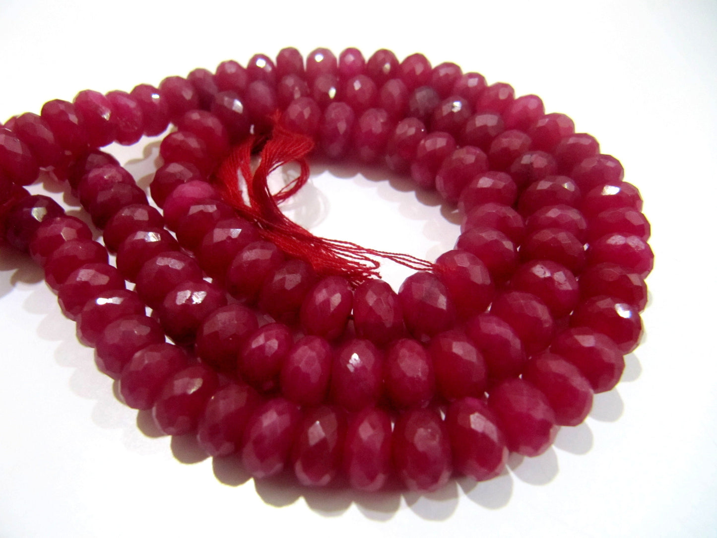 AAA Quality Dyed Ruby Beads Rondelle Faceted Ruby Beads Size 8-9mm Strand 13 inch long Micro Faceted Gemstone Beads Wholesale Prices