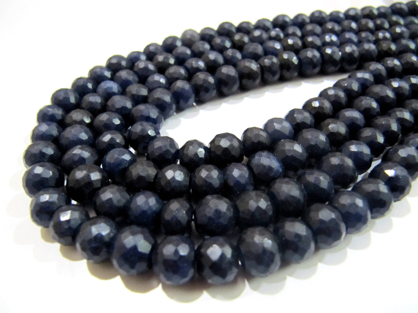 Dyed Sapphire Beads Rondelle Faceted Sapphire Beads Size 8-9mm Length 13 inch long Micro Faceted Beautiful Sapphire Beads Wholesale Prices