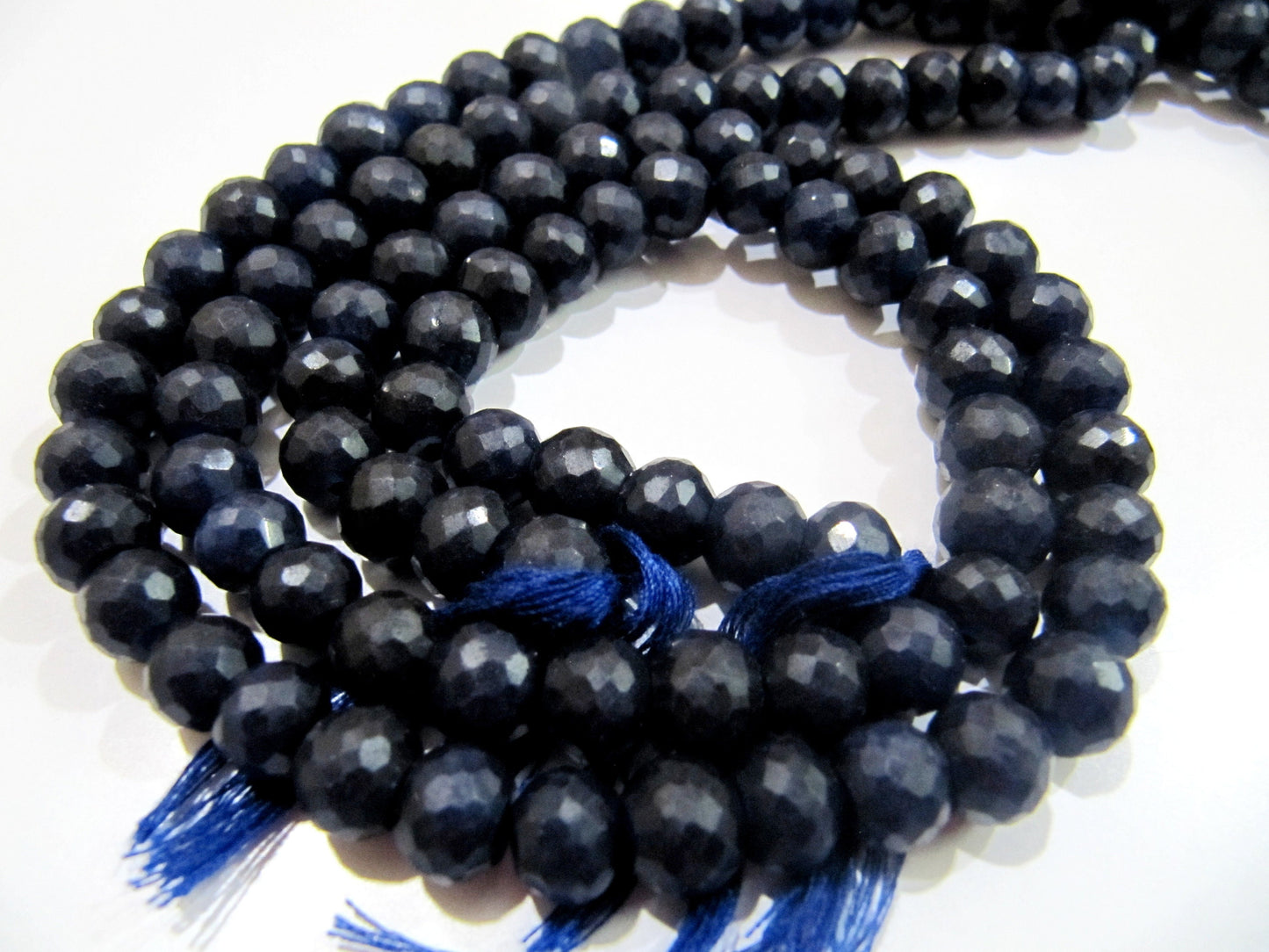 Dyed Sapphire Beads Rondelle Faceted Sapphire Beads Size 8-9mm Length 13 inch long Micro Faceted Beautiful Sapphire Beads Wholesale Prices