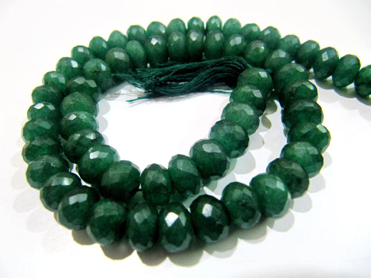 Beautiful Dyed Emerald Beads 8-9mm Size Beads Rondelle Faceted Gemstone Beads Strand 13 inches Long Green Emerald Beads Wholesale Rates