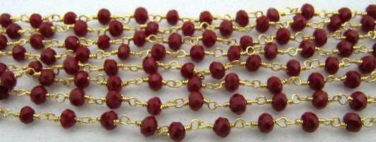 3 Ft-Coral Quartz Rosary Chain Rondelle Faceted Beaded 3mm Size Coral Hydro Quartz Bead Chain Wholesale Prices Crystal chain